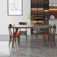Orren Ellis Simple light luxury rock plate table Modern Italian rectangular high-end restaurant dining table