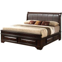 Glory Furniture 1015 Solid Wood and Upholstered Storage Sleigh Bed