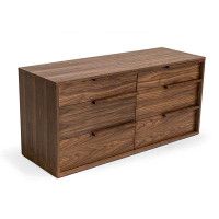 Loon Peak Modern 6 Drawer Walnut Dresser 28" H x 21" W x 60" D