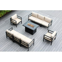 Latitude Run® Aluminum 9 Piece No Assembly Sectional with 42" Fire Table