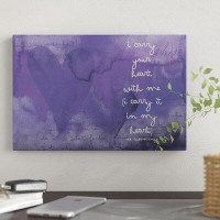East Urban Home I Carry Your Heart - Cummings, Eggplant by Willow & Olive - Wrapped Canvas Gallery Wall Print