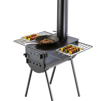 VEVOR VEVOR Portable Wood Stove Camping Hot Tent BBQ Stove 118 in for Outdoor w/ Pipes