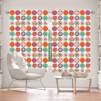 East Urban Home Lined Window Curtains 2-panel Set for Window Size by Marci Cheary Flower Circles Pattern