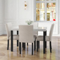 Red Barrel Studio Five-Piece Dining Set With Imitation Marble Tabletop, Restaurant Combination Set, Solid Wood Dining Ta