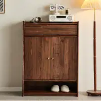 Eden Rim 30.71"Brown Solid Wood Shoe Storage Cabinet