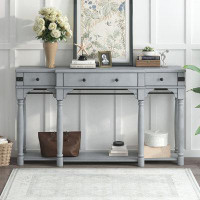 Alcott Hill Console Table with Storage Drawers and Bottom Shelf for Entryway