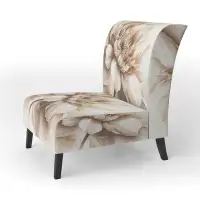 Red Barrel Studio Single Beige Flower III - Upholstered Traditional Accent Chair