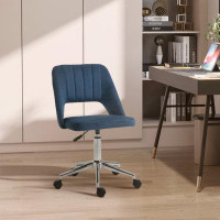 Mercer41 Vinsetto Modern Mid Back Office Chair With Velvet Fabric, Swivel Computer Armless Desk Chair With Hollow Back D