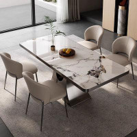 STAR BANNER Italian rock plate table modern light luxury rectangular home dining table and chair combination