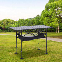 Arlmont & Co. Camping Table Outdoor Portable Table With Storage Adjustable Aluminum Table For Grill Travel Table Outdoor