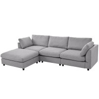 Latitude Run® Polyester Blend Upholstered Sofa With An Adjustable Ottoman  Footstool
