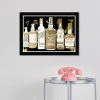 Wynwood Studio Drinks And Spirits Vintage Collection Noir Bar Liquor Bottles Traditional Gold And Metallic Gold Canvas W