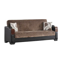 Ivy Bronx Daesy 89 in. Convertible Sleeper Sofa in Brown with Storage