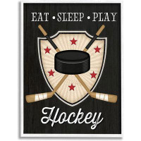 Trinx «Eat Sleep Play Hockey Crossed Sticks Puck», impression d'un cadre photo sur panneau de fibres à densité moyenne