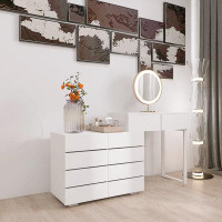 Ebern Designs Extended Desktop 10 Drawers Chest Of Drawer Without Handle White Colour Vanity