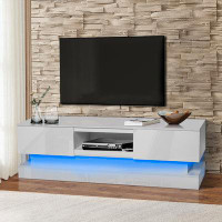 Wrought Studio TV Stand with LED Lights,high glossy front TV Cabinet for Living Room or Bedroom.