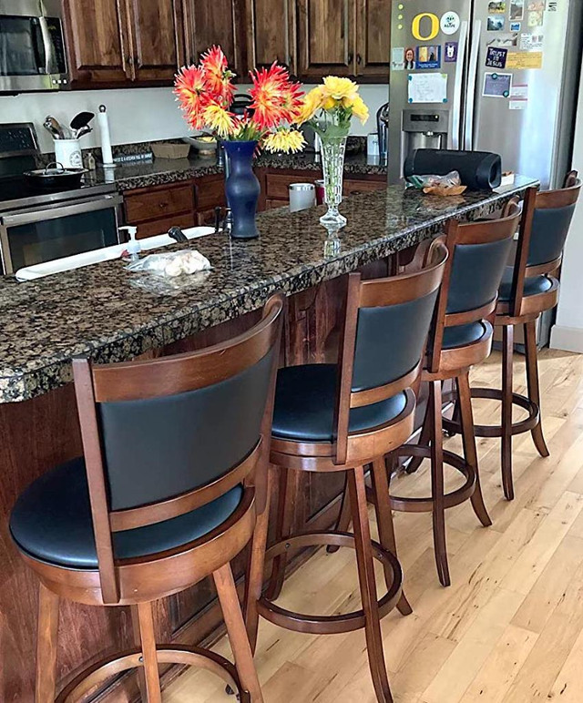 Wood Leather Barstools Kitchen Counter Bar Stool Set Dining Chairs in Chairs & Recliners