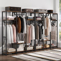17 Stories Freestanding Closet Organizer Systems With Shelves, Open Wardrobe Closet For Hanging Clothes