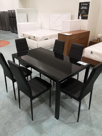Econoplus Méga Vente! Ensemble Noir, Table de cuisine avec 6 chaises