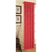 Red Barrel Studio Simpleelegance By Ben&Jonah Red/ Silver Textured Voile Sheer Window Curtain Panel With Floral Print (5