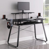 Latitude Run® Dasjah Gaming Desk with USB Ports Gunmetal