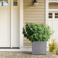 Wrought Studio Modern Galvanized Metallic Planter For Indoor And Outdoor With Drainage (12" X 12" X 28", Grey)