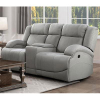 Latitude Run® Attractive Grey Colour Microfiber Upholstered 1Pc Double Reclining Loveseat With Centre Console Transition