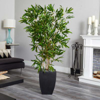 Bayou Breeze 5ft. Bamboo Artificial Tree in Black Planter (Real Touch) UV Resistant (Indoor/Outdoor)