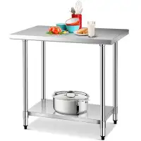 Gymax 24'' W x 36'' L Stainless Steel Prep Station