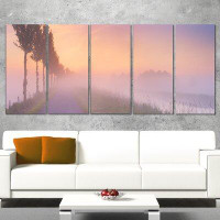 Design Art Foggy Sunrise in the Netherlands 5 Piece Wall Art on Wrapped Canvas Set