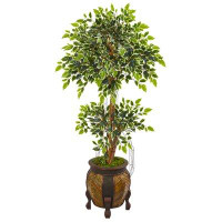 Charlton Home 59" Artificial Ficus Tree in Planter