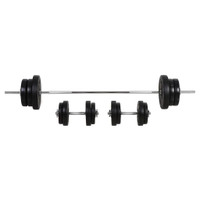 145LBS DUMBBELL &amp; BARBELL ADJUSTABLE SET PLATE BAR CLAMP ROD HOME GYM SPORTS AREA EXERCISE