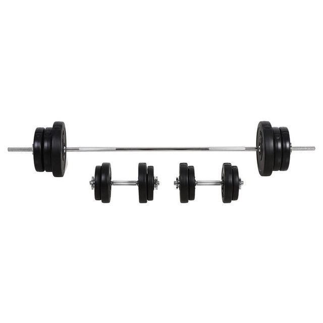 145LBS DUMBBELL &amp; BARBELL ADJUSTABLE SET PLATE BAR CLAMP ROD HOME GYM SPORTS AREA EXERCISE in Exercise Equipment