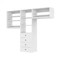 Rebrilliant White Wood Modular Closet System 70.2'H x 85.8'W x 16.19"D with 7 shelves and 4 drawers