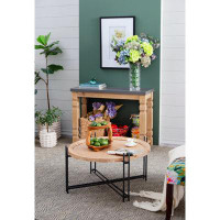 Latitude Run® D32" X 18" Farmhouse Round Wooden Round Coffee Table With Metal Legs