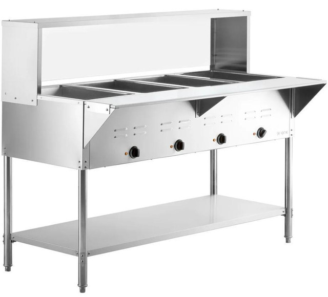 Steam table  buffet table with Sneezeguards - 2/3/4/5 Compartment Options in Industrial Kitchen Supplies