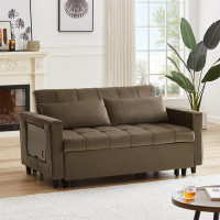The Twillery Co. Montevia 70.5" Wide Faux Leather Split Back Convertible Sofa