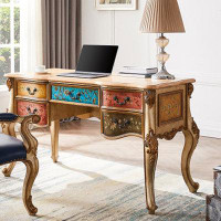 Elevat Home American Vintage Study Desk Painted As A Home Offi 56.3'' W Rectangle Desk