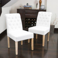 Ophelia & Co. Jazlynn Tufted Linen Upholstered Side Chair in White