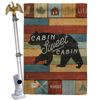 Breeze Decor Cabin Sweet - Impressions Decorative Aluminum Pole & Bracket House Flag Set HS109052-BO-02