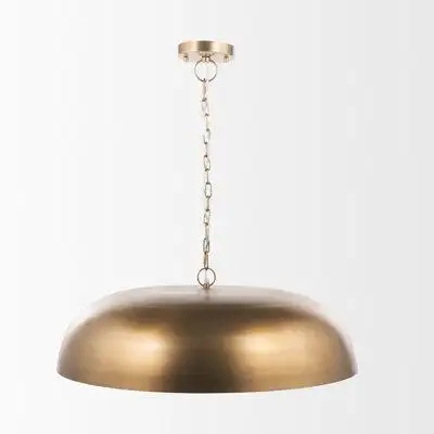 Everly Quinn Kempsford Antiqued Gold Metal w/ Silver Foil Wide Pendant Light