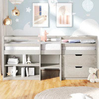 Harriet Bee Twin Size Loft Bed With Two Shelves And Two Drawers