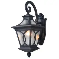 Alcott Hill Antiqued Bronze Outdoor Wall Light With Water Glass Shade