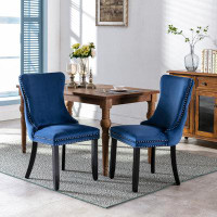 red chair Upholstered Wing-Back Dining Chair With Backstitching Nailhead Trim And Solid Wood Legs,Set Of 2, Blue,8809BL,