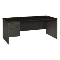 HON HON  38000 Series Left Pedestal Desk, 72" X 36" X 29.5", Mahogany/Charcoal
