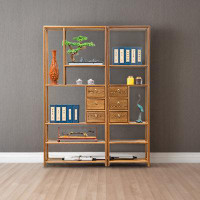 Loon Peak New Chinese style floor-to-ceiling bookcase Solid wood bookcase  storage rack