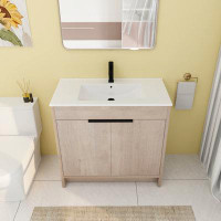 Latitude Run® 35.96'' Free-standing Single Bathroom Vanity with Ceramic Vanity Top