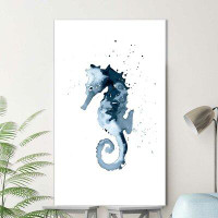 Highland Dunes 'Navy Ink Sea Horse' Watercolor Painting Print