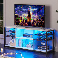 Wrought Studio Tv Stand For 32-65 Inch Tv, Entertainment Centre Television Cabinet With Led Lights And Charging Station,