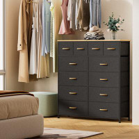 Ebern Designs Alar Large Tall Dresser 12 Drawer for Bedroom, Dorm, Closet, Wood Cabinet Storage Black White